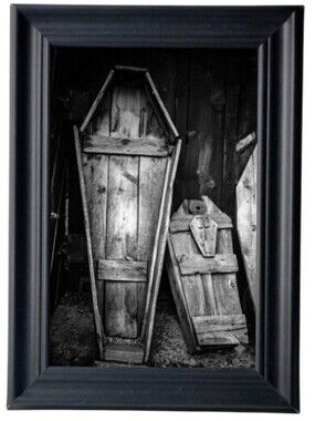 Grave Coffins Empty Graveyard gothic halloween rustic wooden coffin Framed art